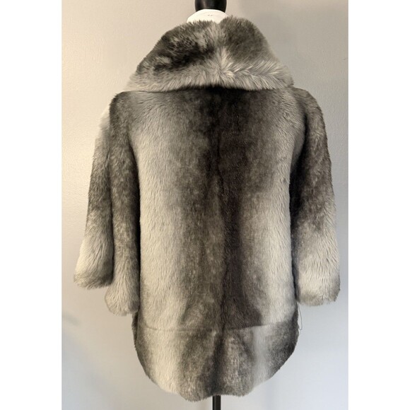 Calvin Klein Gray Faux Fur Coat Luxurious Short Bolero 3/4 Sleeve Womens XL - Picture 3 of 10